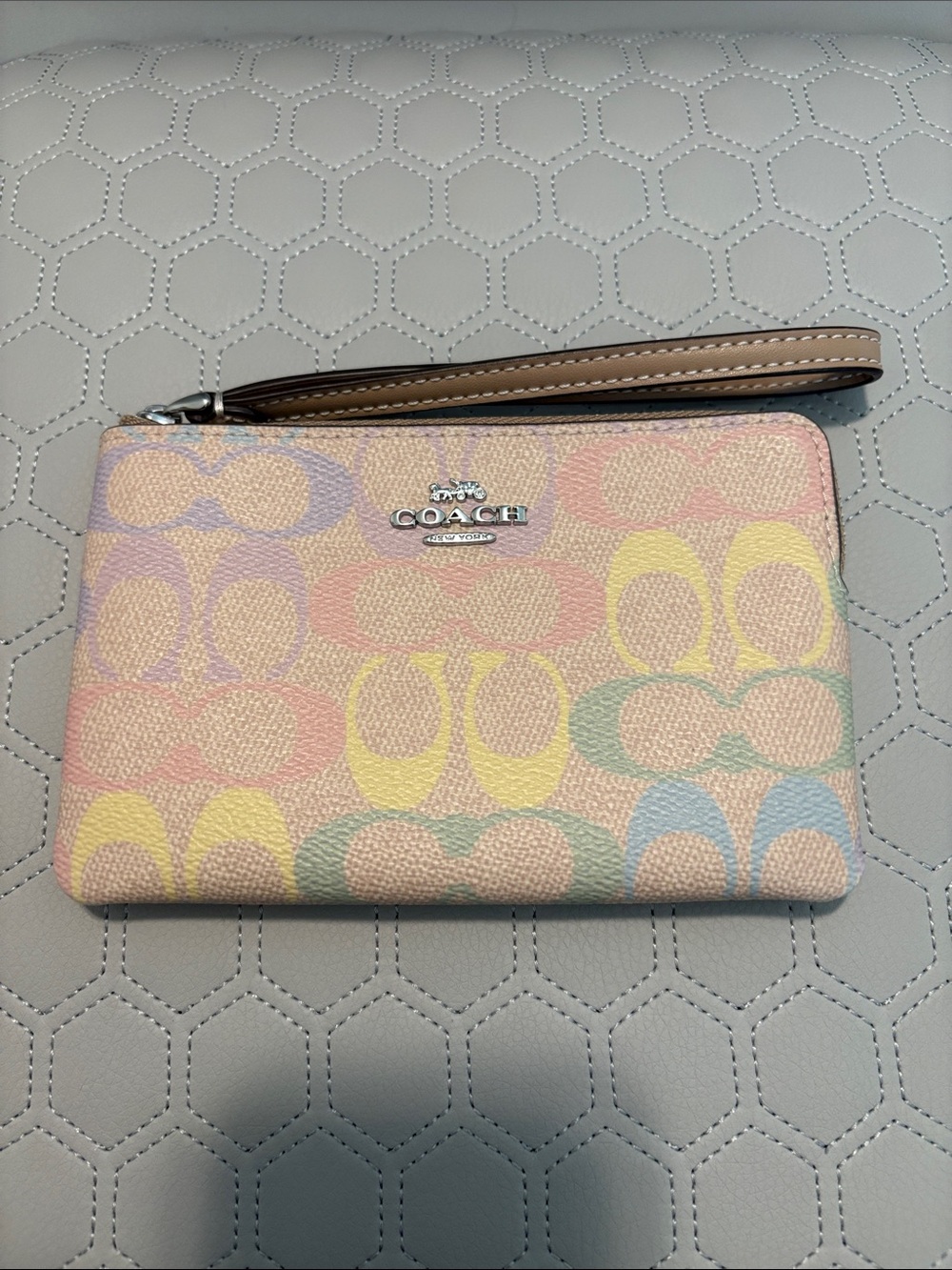 COACH Outlet Corner Zip Wristlet In Rainbow Signature Canvas